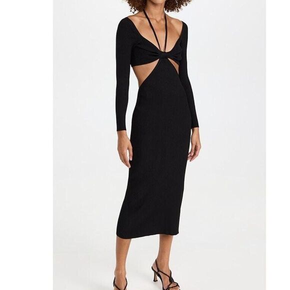 Cult Gaia NEW Small Enzo Ribbed Maxi Dress Cutout Bodycon Minimalist Sexy Party - Picture 1 of 11
